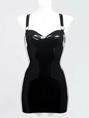 Glossy Strappy Latex Dress with Metal Rings