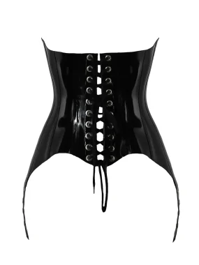 Latex corset with hooks front and eyelets and laces back