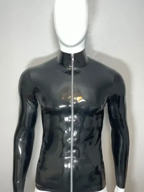 Latex Long Sleeve Top with Front Zipper
