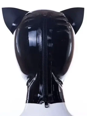 Black Latex Kitty Ears Hood