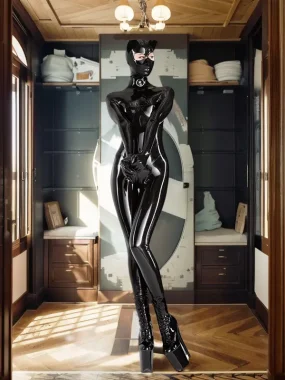 Latex Combination Catsuit integral Full bodysuit