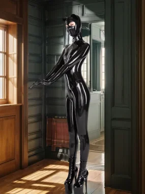 Latex Combination Catsuit integral Full bodysuit