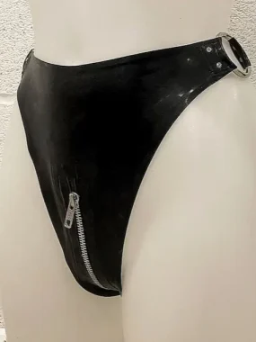 Black Latex Panties with O-Ring