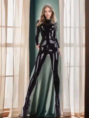 Latex Perfect Fit Female Full Catsuit With Breast Cups