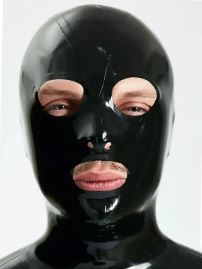 Black Latex Hood with Open Eyes and Mouth