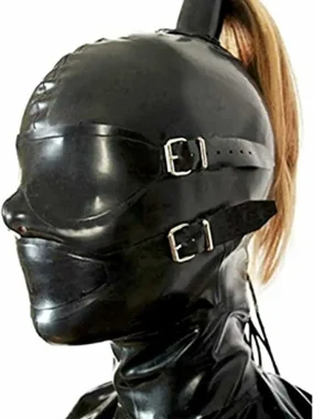 Latex Hood with Ponytail Hole and Eyeshade