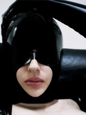 Latex Hood with Open Mouth and Eyes Closed