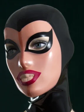 Latex Fetish Open Eyes and Mouth with Back Zip Mask