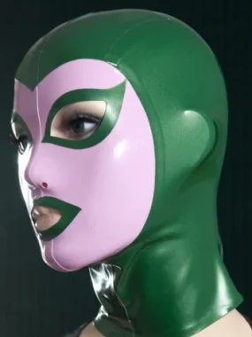 Latex Fetish Open Eyes and Mouth with Back Zip Mask
