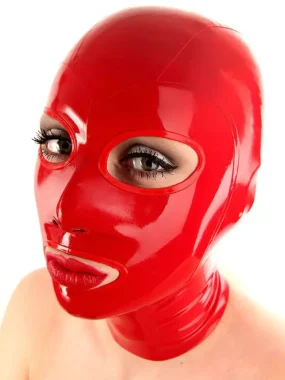 Latex Red Nose Holes with Open Eyes Hood