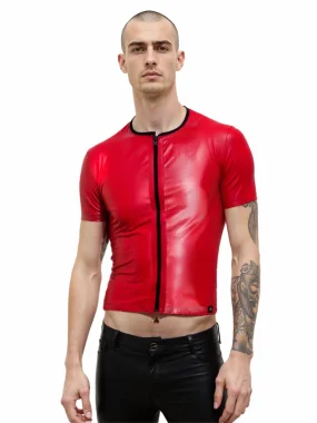 Men's Red Short length Zipper Top