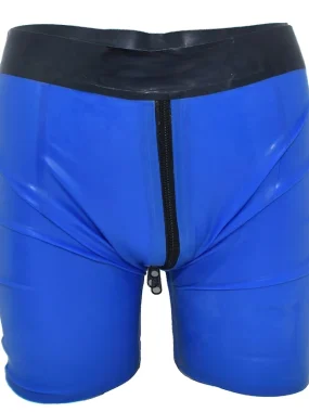 Latex Shorts With Double Zipper For Men