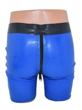 Latex Shorts With Double Zipper For Men