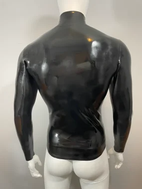 Black Latex Long Sleeve Top with High Neck