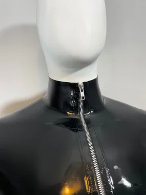 Black Latex Long Sleeve Top with High Neck