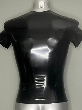 Glossy Latex Fitted Shirt with Zip Closure