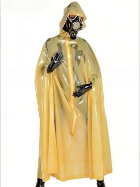 Latex Hooded Long Flared Cape