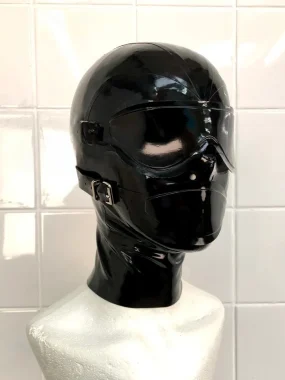 Latex Strapped Face Hood with Buckle Fastenings