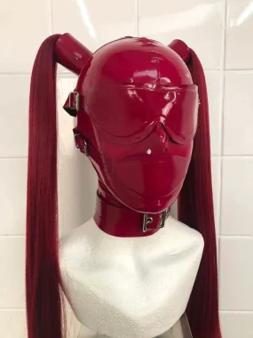 Latex Bondage Pigtail Hood