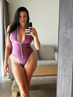 Latex Deep V-Cut Bodysuit with Front Zipper