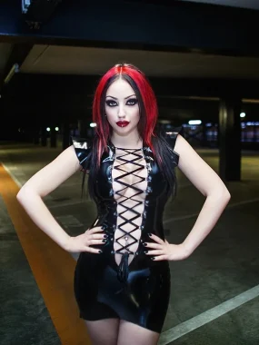 Latex Front lace up Mini dress