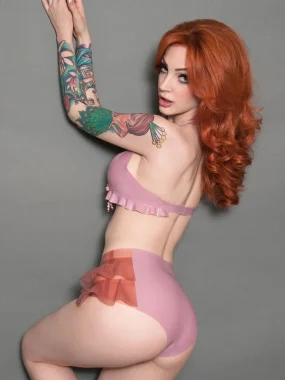 Latex Lilac Pearl Bra with pearl beads