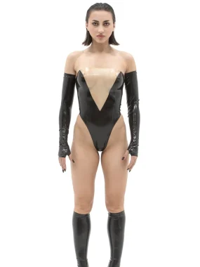 Latex V-cut Zipper Bodysuit