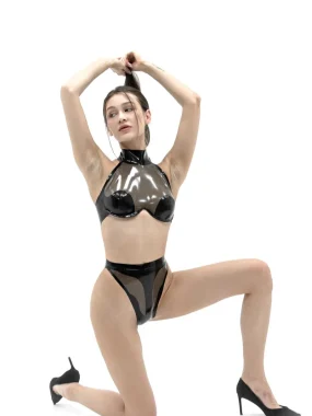 Latex lingerie: Halter Bra + High-Waisted Panties