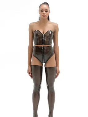 Latex Top and High-Waist Panties set