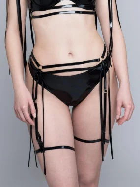 Latex Fringe Garter Belt Harness