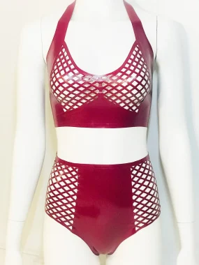 Soutien-gorge dos nu en latex à losanges