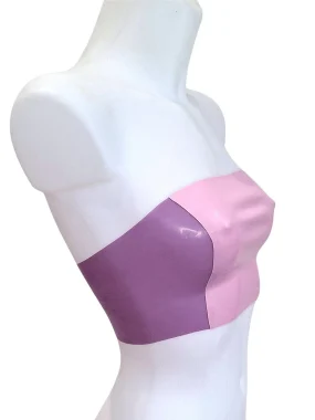 Latex-Bandeau-Top in Lila und Rosa: Trägerloses Crop-Top Latex-Bandeau-Top in Lila und Rosa: Trägerloses Crop-Top