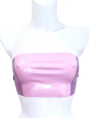 Latex-Bandeau-Top in Lila und Rosa: Trägerloses Crop-Top Latex-Bandeau-Top in Lila und Rosa: Trägerloses Crop-Top