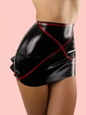 Latex Solid Colour Peekaboo Mini Skirt