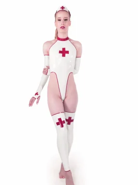 Latex nurse bodysuit set