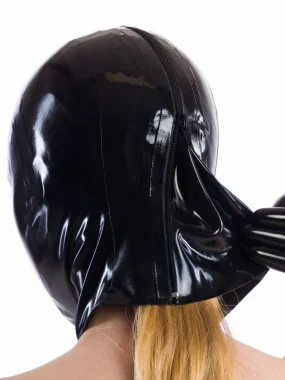 Latex hood with inflatable gag, without eye openings