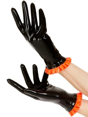 Latex Medium-lengh Gloves with frills