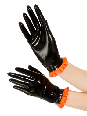 Latex Medium-lengh Gloves with frills