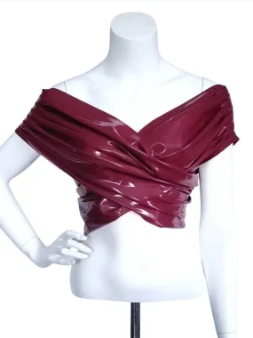 Latex crop top met gedraaide schouders