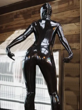 Full Coverage BDSM Bondage Dominatrix Shiny Black Latex Catsuit