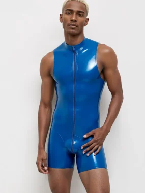 Glossy Latex Sleeveless Through-Zip Bodysuit