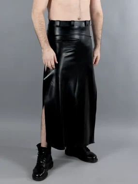 Zwarte latex rok met split