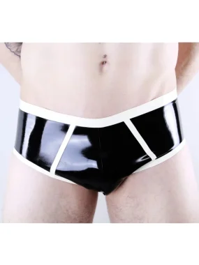 Zwarte latex slip met contrasterende bies