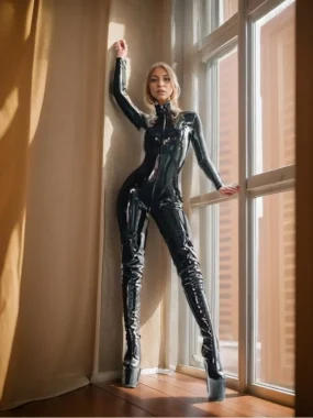 Latex Female Standard High Neck Catsuit