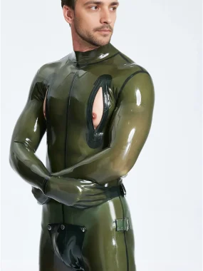 Latex Multi-Use Bondage Codpiece Catsuit with Buckles For Men