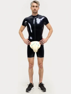 Latex Short Sleeves Bulge Design Bodysuit