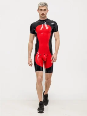 Latex Short Sleeves Contrast Bodysuit