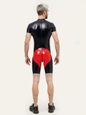 Latex Short Sleeves Contrast Bodysuit