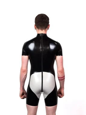 Latex Two-Tone Bodysuit with Anatomical Codpiece