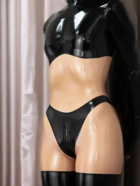 Latex Two-Tone Catsuit with Hood